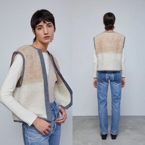 B Sides Blue Jean / Upcycled Neutral Stripe Mohair Vest